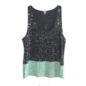 J.Crew Blue Two Tone Sequin Tank Top